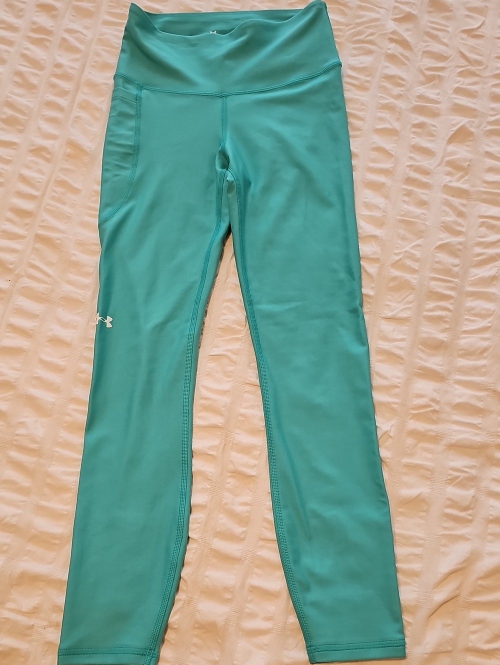 Under Armour HeatGear Women's XS Teal Performance 7/8 Leggings with Side Pocket